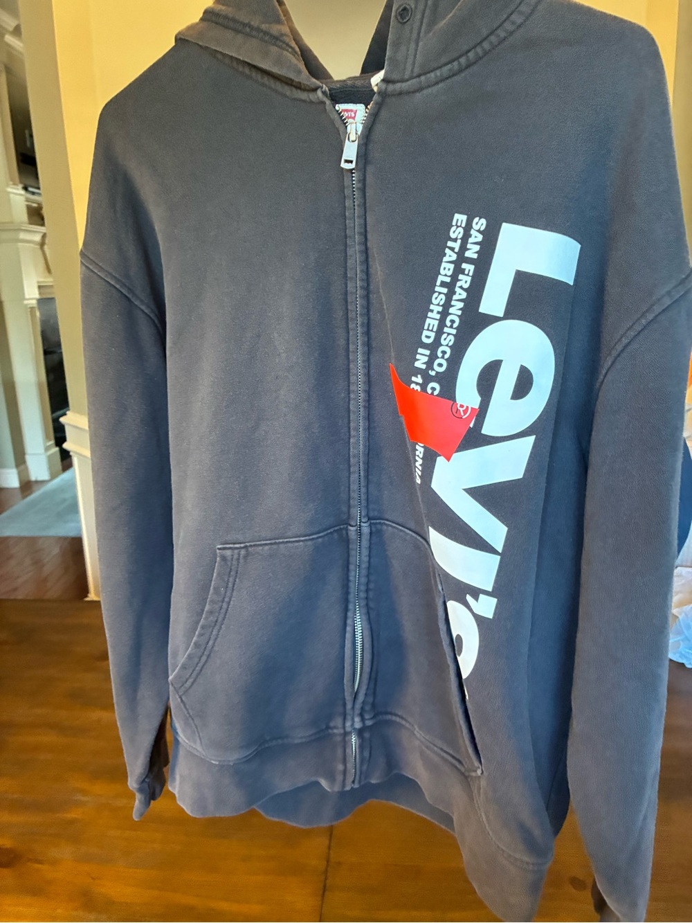 Levi's Men's Dark Navy Full-Zip Sweatshirt with Vertical Logo